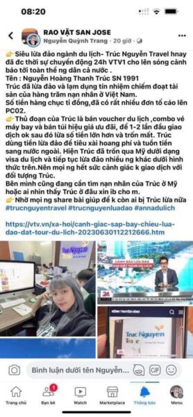 Lừa Đảo Bán Tour Du lịch, Vé Máy Bay- Nguyễn Hoàng Thanh Trúc